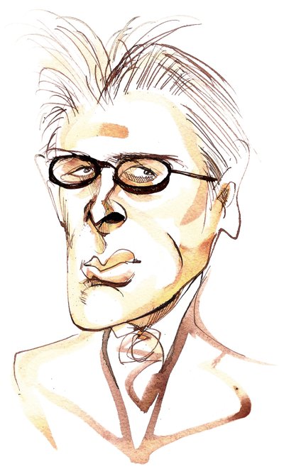 William Butler Yeats, poeta y dramaturgo irlandés (1865-1939); caricatura de Neale Osborne